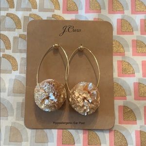 NWT J.crew gold hoop earring with Pom Pom!!!